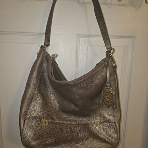 Ralph Lauren Metallic Brown Leather Shoulder Bag - Women's Hobo Tote